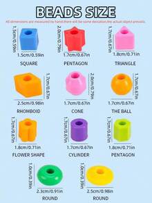 25/40/100 件儿童穿珠积木玩具，几何穿珠益智玩具，用于专注力训练，幼儿园开发玩具，适合 3-6 岁儿童的创意 DIY 礼物 - Thread Stringing Beads Building Blocks - 查看 4