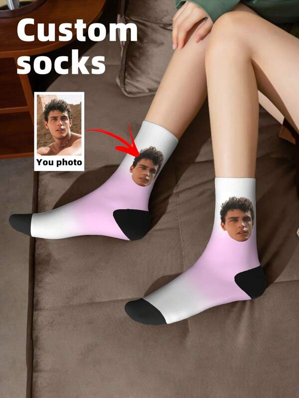 Custom Face Socks, Women's Custom Socks, Custom Face Socks, Valentine's Day Gift, Funny Socks, Husband's Gift, Customizable Socks With Faces