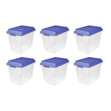 Hefty 32 Quart Clear Plastic Storage Bin Blue HI-RISE Lid, Clear Box Container - 1 - View 1