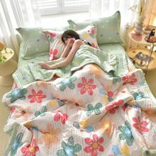 1 ultrazachte, verkoelende deken - lichtgewicht all-season beddengoed met eigentijds bloemenpatroon, 100% polyester, machinewasbaar. Voor een- en tweepersoonsbedden, hotels, campings en woonaccessoires, luxe hotelbeddengoed | modern gewatteerd ontwerp | reliëf met Soundwave-technologie