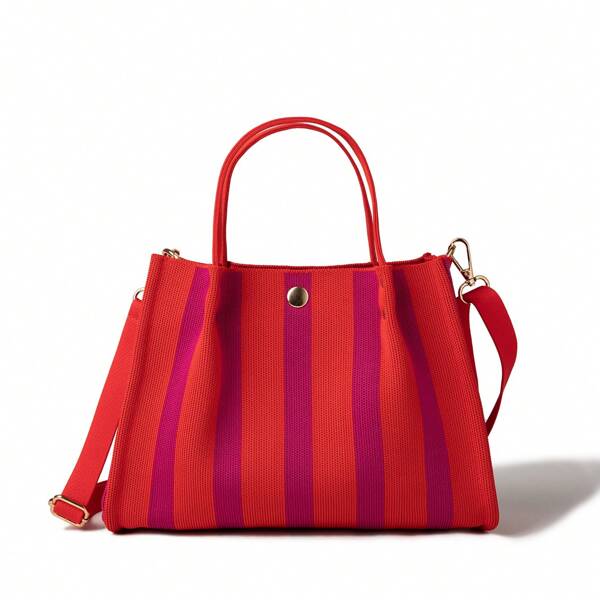 Hao.hyai 2025 Nuova Borsa Donna Urbana a Tracolla con Maniglia Bag e Tracolla, con Motivo Rigato in Maglia