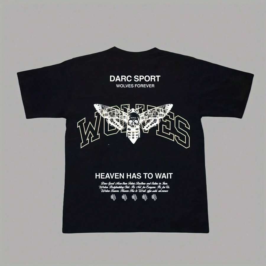 DARC WOES DEATH MOTH OVERSIZED UNI TEE Workout Wo T-Shirts Cotton Hip Hop Casual Shirts Gym Fitness T Shirt  TopY2K Wo's 220g Thick Cotton T-Shirt With Butterfly Print Pattern, Suitable For Girls And Wo's Short Sved Round Neck Inspirational Shirt, Cute Aesthetic Y2K Style Summer Top, Suitable For Outdoor, Family, Work Or Street Wear Casual Loose Daily T-Shirt - 黑色 - 查看 1
