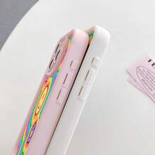 Rainbow Smile Pattern Phone Case For Compatible With IPhone 16/15/14/13/12/11/ProMax/Pro/Plus/XSMax/XS/X,Fashion Female Summer Unique Cases Shockproof Anti-Drop Design Tpu Protection Cover Men Casing Girl Women Ultimate Protective Fundas Para Protectores De Celulares Accessories Friend Gift Aesthetic Protector Forro De Teléfono - Pink - View 4