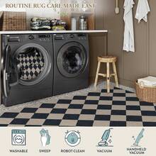 Checkered Easy Jute 3x5 Outdoor Patio Rug, Washable Rugs For Entryway Diamond Indoor Outdoor Living Room Carpet, Farmhouse Neutral Non Slip Black Door Carpet For Backyard Bedroom - Black/Checkerboard -2 - View 4