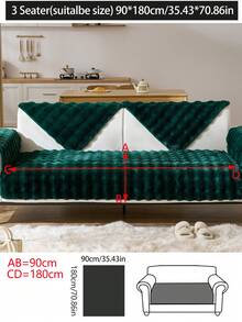 1pc Thickened Plush Sofa Cushion Cover, Warm All Season Anti-Slip Sofa Slipcover, Dust-Proof Machine Washable Sofa Mat For Bedroom, Office, Living Room L-Shaped Sofa 1/2/3/4 Seats - Dark Green - View 21
