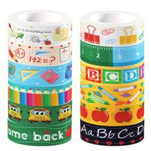 12pcs/6pcs/1pc School Themed Washi Tape Set, Decorative Paper Masking Tapes, Multicolor Handmade Stickers For Scrapbooking, Gift Wrapping And DIY Projects, Random Colors And Designs School Supplies Back To School School Essentials School Stuff
