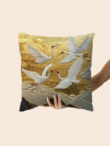 1 件复古风格鸟和树枝印花枕套，多种尺寸，彩色单面设计，拉链开合 - 非常适合沙发、客厅、卧室、办公室装饰（不含枕芯）、装饰枕头 - 无刺绣 - 金色 - 查看 6