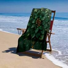 1pc Oversized Microfiber Mandala Beach Towel - Large, Quick-Drying, Soft, Green Lotus Flower Pattern With Gold Accents, Perfect For Beach, Bathing, Camping, Picnic And Holiday Essentials Travel Essentials Travel Accessories Beach Essentials - Multicolor - View 11