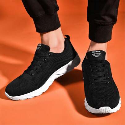 Men's Running Shoes, Thick Bottom Ultra-Light Comfortable Soft Sole Shock Absorbing Leisure Shoes, Plus Size Work Shoes Mesh Fabric