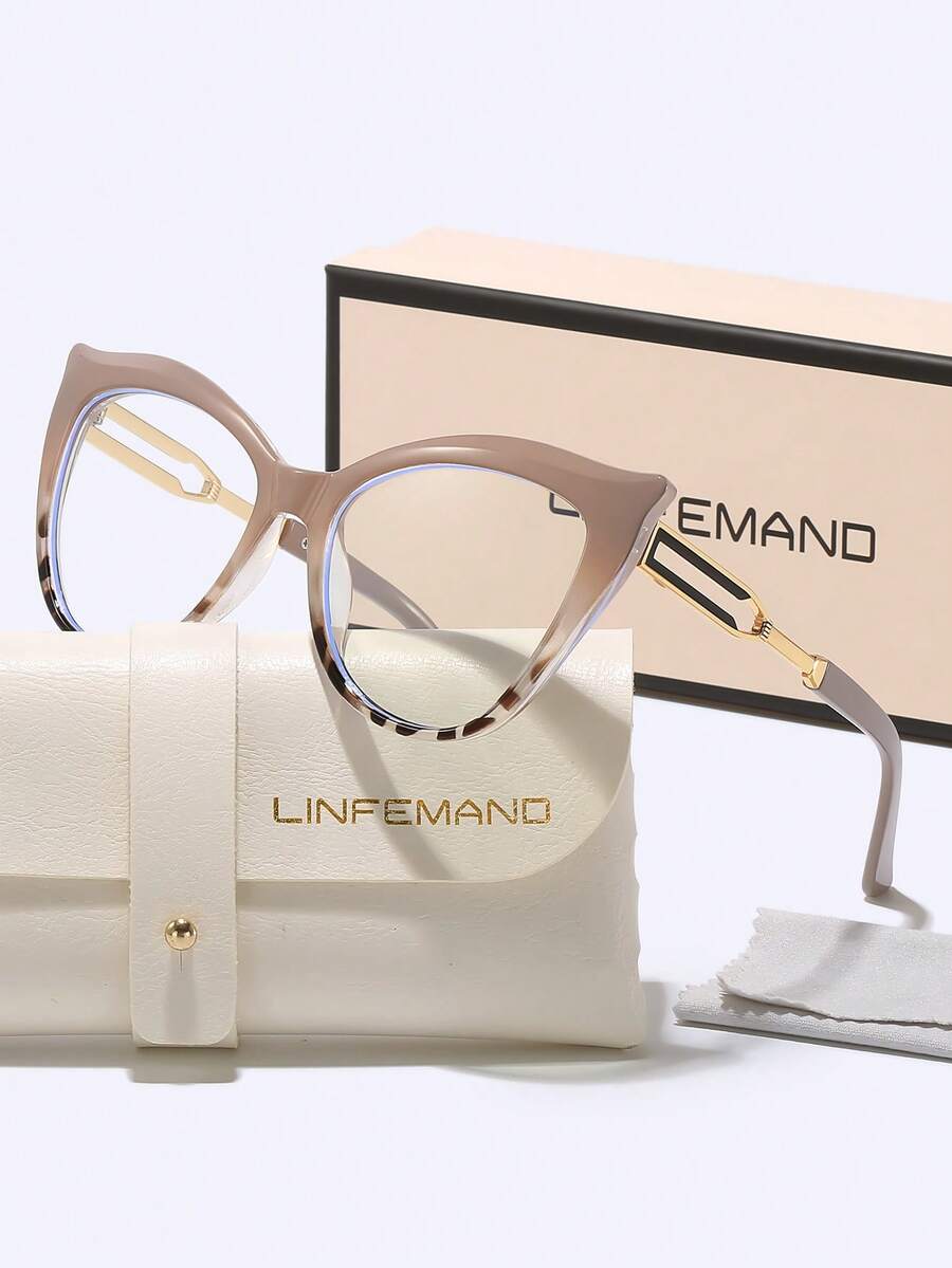 LINFEMAND 独特大框猫眼装饰时尚无度数眼镜,适合化妆舞会、化妆派对、自拍和节日礼物 - 彩色 - 查看 1