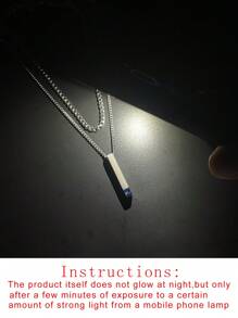 1pc Fashionable And Popular Men Double Layer Luminous Men's Stainless Steel Charm Necklace Three-Dimensional Column Pendant Inlaid Zirconia Glow In The Dark Minimalist Decoration Hip-Hop Style Birth Year For Jewelry Gift And For A Stylish Look