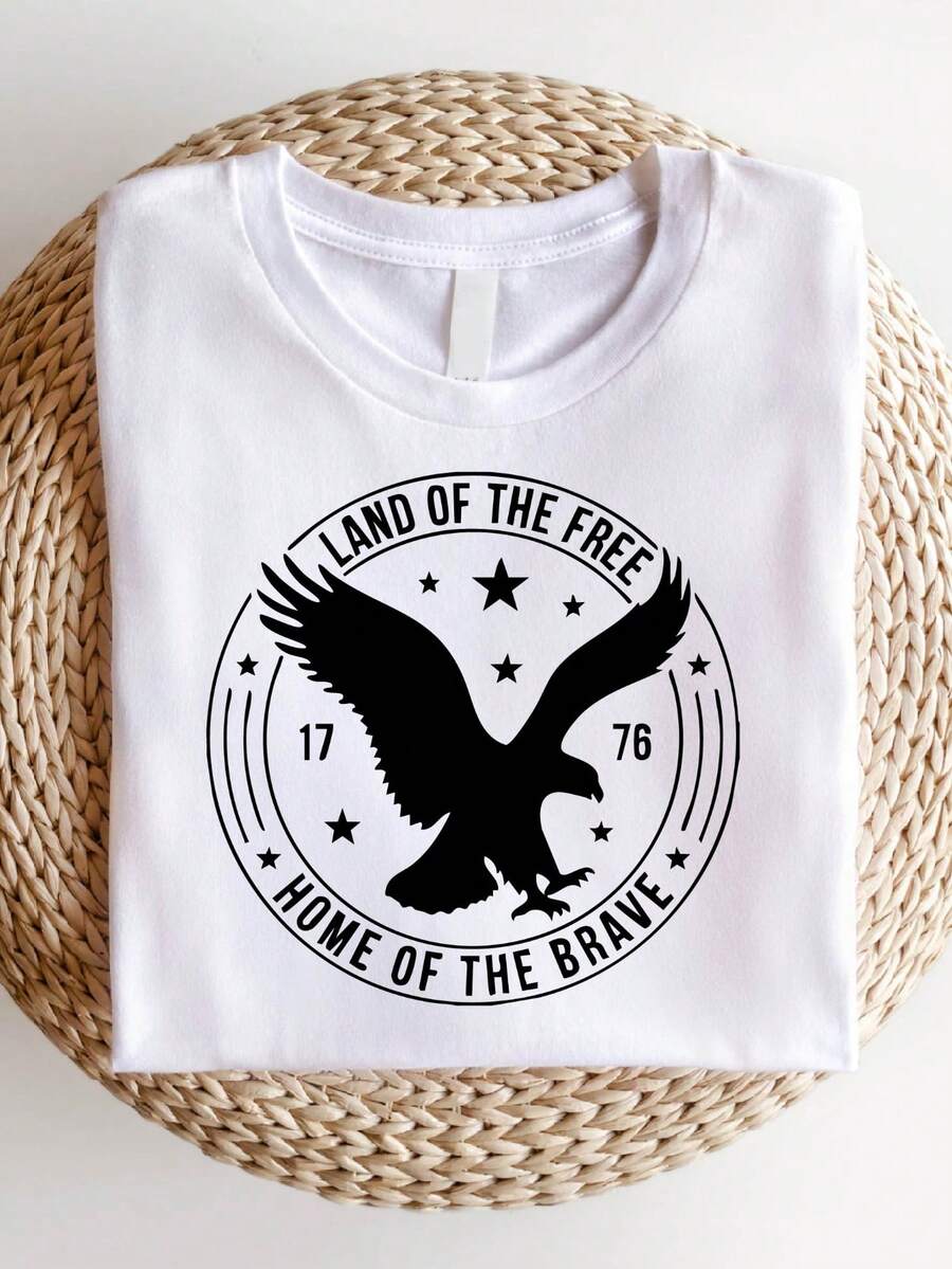 Land Of The Free Because Of The Brave Shirt, 4th Of July T-Shirt, Independence Day Tee, Gift For 4th Of July, USA Shirts, Patriotic Matching T-Shirts. SD-4116 - White - View 1