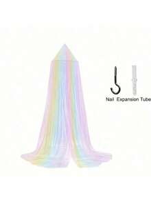 AIBOYING 1pc Rainbow Bed Canopy, Colorful Princess Fairy Tale Tent Playhouse, Pink Dome Reading Corner, Unicorn Theme Party Decor Love Valentine - Multicolor - View 3