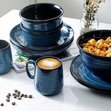 12 Ounce Coffee Cups Set With Handle, Ceramic Tea Mugs For Kitchen, Blue Latte Mugs For Coffee,Cocoa, Tea, Stylish Mug Gift, Dishwasher And Microwave Safe - Navy-10 OZ - View 7