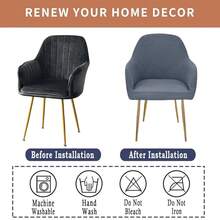 弧形椅套，提花餐椅套，弹力餐厅扶手椅套，椅套 6/4/1 件套，弧形靠背厨房椅套，现代弧形扶手，柜台高度吧台凳套，适用于厨房派对宴会 - 彩色 - 查看 6