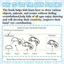 1 Piece Step-By-Step Drawing Guide, How To Draw Simple Cartoon Characters And Animals - Suitable For Children And Beginners - Boys And Girls Can Enjoy Fun Doodle Style Drawing Experience, New Children's Simple Sketch Cartoon Doodle Step-By-Step Drawing Book (Random Style And Color), Back To School / Welcome Learn School Supplies, School Essentials, Back To School, School, Back To School Supplies