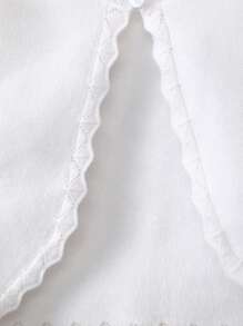 Girls' Elegant Pure White Knitted Shawl, Delicate Lace Trim Depicts Tenderness, Unlocks A New Spring Styling Vibe - White - View 3