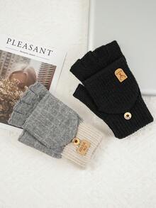 半双舒适厚针织冬季手套 - 兼容触摸屏,柔软透气 - 可手洗,男女通用 - 彩色 - 查看 22