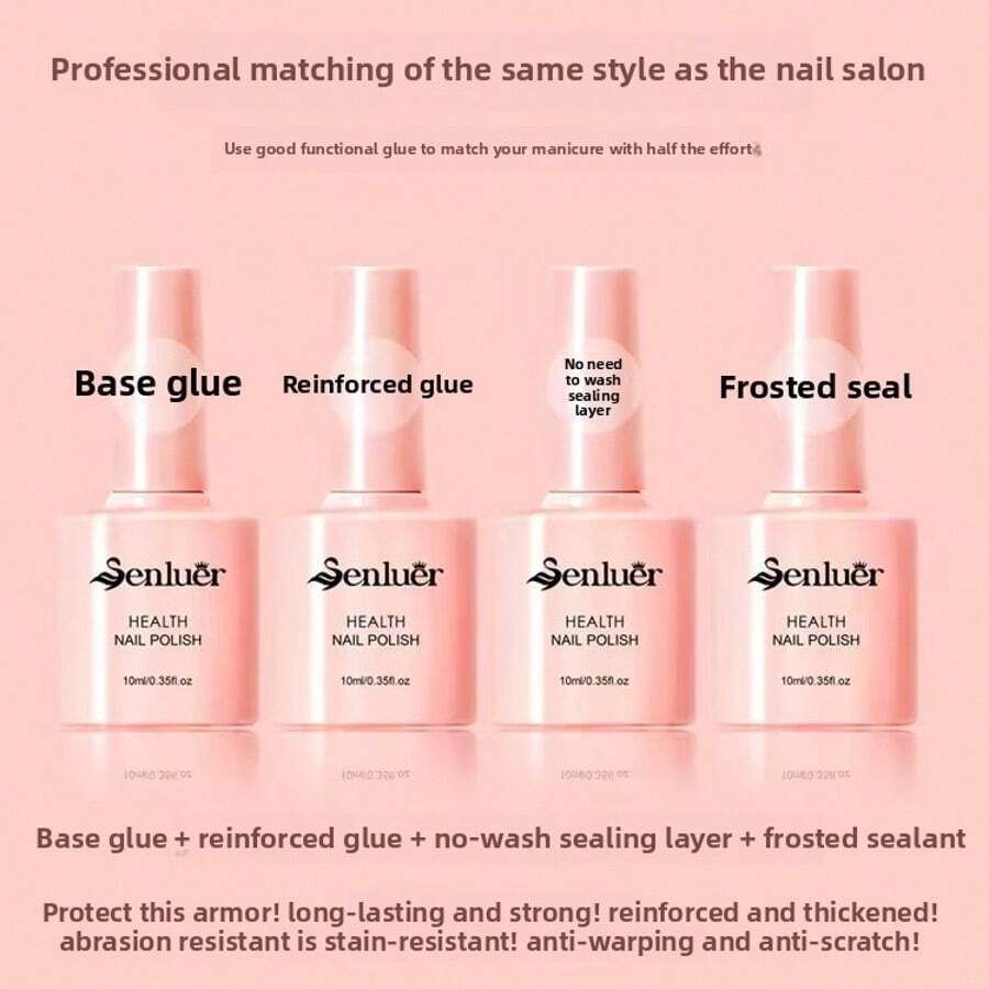 1 件 10 毫升玻璃面漆持久透明橡胶面漆 LED UV 强化指甲高光泽面漆凝胶指甲油