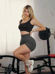2 PEÇAS. Shorts de Ioga e Ginástica Sem Costura Femininos, Controle de Barriga, Levantamento do Bumbum, Secagem Rápida, Alta Elasticidade
