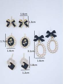 4pcs/Set Elegant Faux Pearl Earrings, Suitable For Women Daily And Festival Wear
