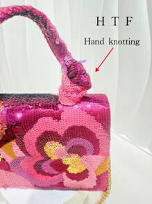 Sequin Embroidered Floral Design Evening Bag, Elegant And Refined Fashion Women's Clutch Bag With Metal Chain, Suitable For Parties, Weddings, Galas, Halloween Celebrations, Colorful Crossbody Bag, Party Bag Perfect For Party Wedding Prom Dinner/Banquet Matching With Holiday Party Dress Evening Bag