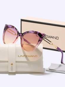 Óculos femininos LINFEMAND com armação grande e design exclusivo olho de gato, perfeitos para festas e para um visual urbano e sofisticado. Um presente surpresa ideal para qualquer ocasião.