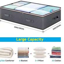 1 bolsa de armazenamento embaixo da cama com janelas transparentes e 2 alças reforçadas, um recipiente de armazenamento embaixo da cama para guardar roupas, roupas de cama e cobertores