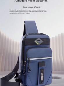 Men's Waterproof Large Capacity Chest Backpack - Màu xanh lam - Xem 2