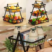 1 pieza Cesta para frutas, tazón de frutas, cesta de pan, soporte para verduras para almacenamiento en la cocina, color negro