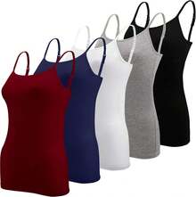 BQTQ 5 Pcs Women's Camisole Top Undershirt Spaghetti Strap Basic Camisoles - Đen, Trắng, Xám, Xanh lá cây, Đỏ sẫm - Xem 2