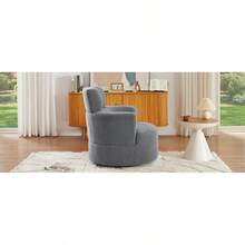 Silla giratoria acolchada de 360° con reposacabezas ajustable para sala de estar, dormitorio, oficina y hotel, gris-9197 - Multicolor - Ver 2