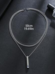 1pc Fashionable And Popular Men Double Layer Luminous Men's Stainless Steel Charm Necklace Three-Dimensional Column Pendant Inlaid Zirconia Glow In The Dark Minimalist Decoration Hip-Hop Style Birth Year For Jewelry Gift And For A Stylish Look
