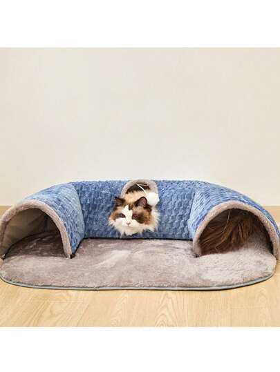 3-In-1 Cozy Cat Tunnel Bed - Play Mat & Warm Nest With Non-Slip Bottom For Small To Medium Cats, Rabbits & Hamsters
