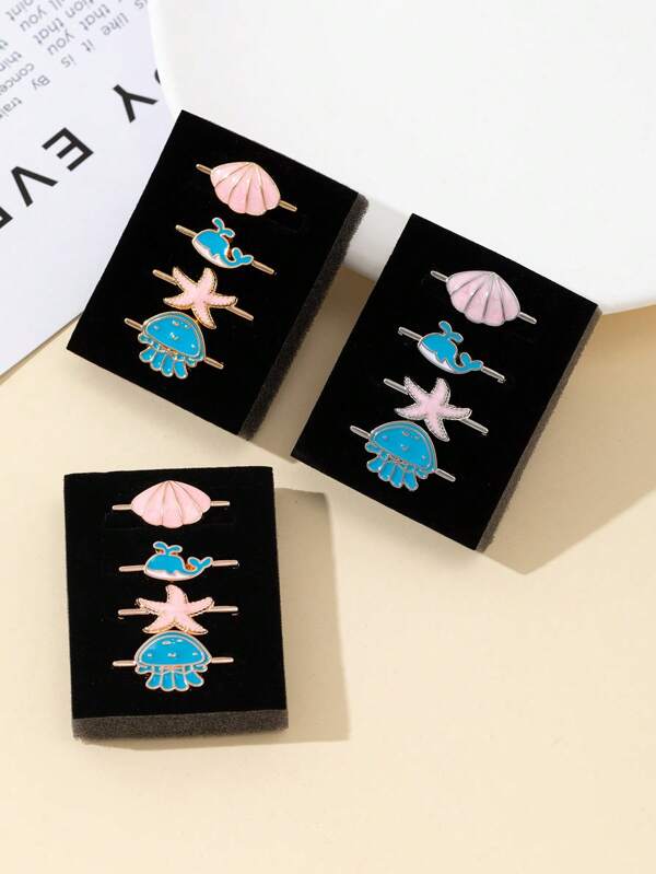 4 pièces/Set Style d'été Modèle d'octopus, d'étoile de mer et de coquillage de plage océanique Bande de pomme avec boutons décoratifs Drapeaux pour bracelet de montre en silicone 38/40/41/42/44/45/49mm, Compatible avec les sangles de montre 9/8/7/6/5/4/3/2/1/SE Bijoux décoratifs d'été de plage à la mode pour homme et femme