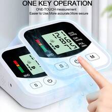 Portable Arm Blood Pressure Monitor Pressure Sensor Monitor BP Equipment Automatic Tonometer Digital Tensiometer Display Arm Cuff Upper Arm Blood Pressure Monitor, Electronic Blood Pressure Monitor, Sphygmomanometer, Tonometers - 白色 - 查看 1