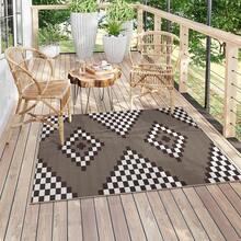 Checkered Easy Jute 3x5 Outdoor Patio Rug, Washable Rugs For Entryway Diamond Indoor Outdoor Living Room Carpet, Farmhouse Neutral Non Slip Black Door Carpet For Backyard Bedroom - 幾何-1 - 查看 7