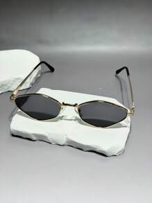 1 Pair Retro Geometric Pattern Small Frame Unisex Glasses, Y2K Fashion Versatile Suitable For All Occasions, All Season