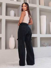 CALÇA CARGO JENAS CASUAL FEMININO WIDE LEG