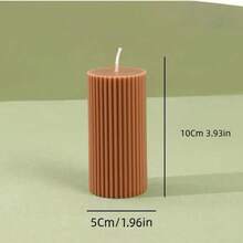 1 Set Ribbed Pillar Candles (1pc), Size: 1.96 In, 3.93 In, 7.87 In, 5.9 In, Large Soy Wax Scented Pillar Candles, Elegant Ribbed Modern Home Decor, Suitable For Bathroom And Living Room (Brown) - Multicolor - View 12