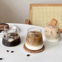 1pc Minimalist Latte Coffee Glass Cup, Milk Cup, Home Water Drinking Cup, Summer Cold Drink Cup