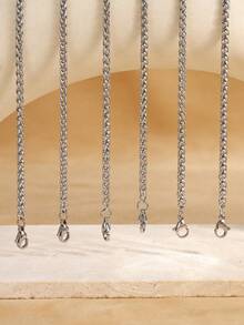 6pcs Stainless Steel Minimalist Silver Color Bangle Bracelet Set, Suitable For Daily Wear Or Gift - Silver - View 8