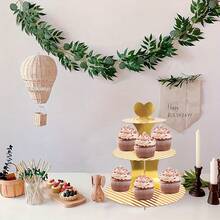 1pc 3-Tier Round Cupcake Stand, Cardboard Cupcake Tower, Dessert Cup Cake Stand Tower For Birthday Wedding Party Decoration, Wedding And Birthday Supplies, Home And Party Decorations - Multicolor - View 6