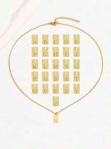 1pc Gold Stainless Steel 26 Alphabet Initial Pendant Necklace, Fashionable Minimalist Elegant Style, Suitable For Women Daily, Commute, School, Casual, Summer Accessories, Gift