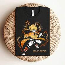 Zenitsu , Demon Slay , Anime Slayer , Hashira , Thunderclap And Flash , Uni Anime TY2K Wo's 220g Thick Cotton T-Shirt With Butterfly Print Pattern, Suitable For Girls And Wo's Short Sved Round Neck Inspirational Shirt, Cute Aesthetic Y2K Style Summer Top, Suitable For Outdoor, Family, Work Or Street Wear Casual Loose Daily T-Shirt - 黑色 - 查看 1