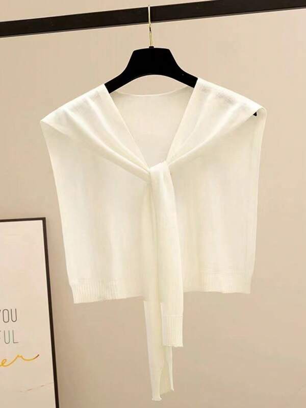 1 pièce Châle tricoté de couleur unie pour femme, petit châle manteau à la mode, léger et polyvalent, châle monobretelle pour femme, convient pour le printemps et l'été
