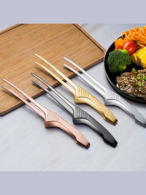 Pinces à griller coréennes en acier inoxydable, pinces à steak pour cuisine, pinces à pain, fines, arrondies et faciles à saisir, avec poignée confortable, d'1 pièce seul tenant, pinces multifonctions pour steak, outils de cuisine. Longueur étendue convenant pour les plats chauds et le service de buffet