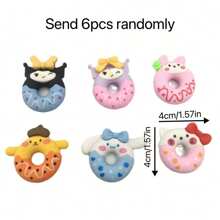 Sanrio 6pcs Sanrio Donut Shaped Erasers, Cute Cartoon Design School Supplies & Student Gifts, Stationery School Supplies,Back To School