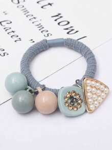 3pcs Fashionable Simple Elegant Colorful Ball Triangle Faux Pearl Hair Ties, High Elasticity & Non-Damaging For Women Ponytail Holders Hair Elastics Hair Rubber Bands Scrunchies Hair Rope, Hair Bobbles