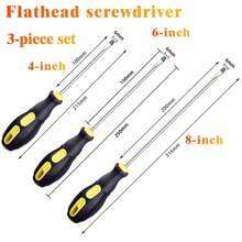 6pcs Magnetic Screwdriver Set, S2 Alloy Steel, 3 And 3 Flat Head Professional Cushioned Handle Screwdriver Set, Professional Repair Tool